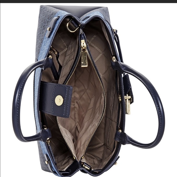 Michael kors gramercy large color block handbag .